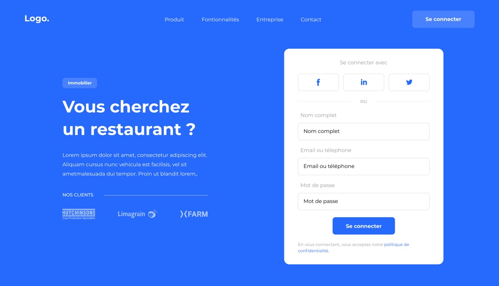 Menu section + Hero section.